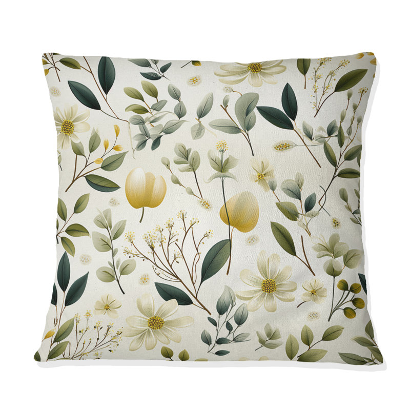 Floral Throw Pillow, 16" H x 16" W