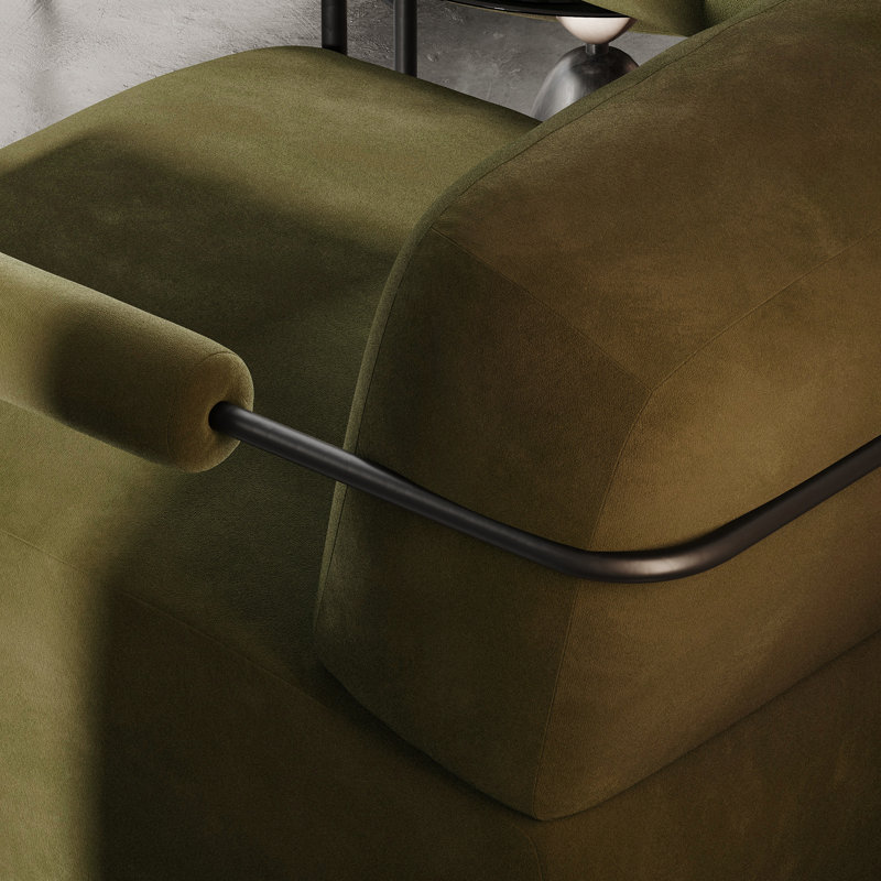 Fauteuil d'appoint en tissu velours parisien Valencia Arianna, vert foncé