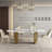 Hugette 63'' Modern Dining Table for 4-6 People, Rectangular Kitchen Table with Sintered Stone Tabletop and Stainless Steel Legs, Luxury Dining Room Table for Living Room Home, Gold(Table Only)-850415919-850415916