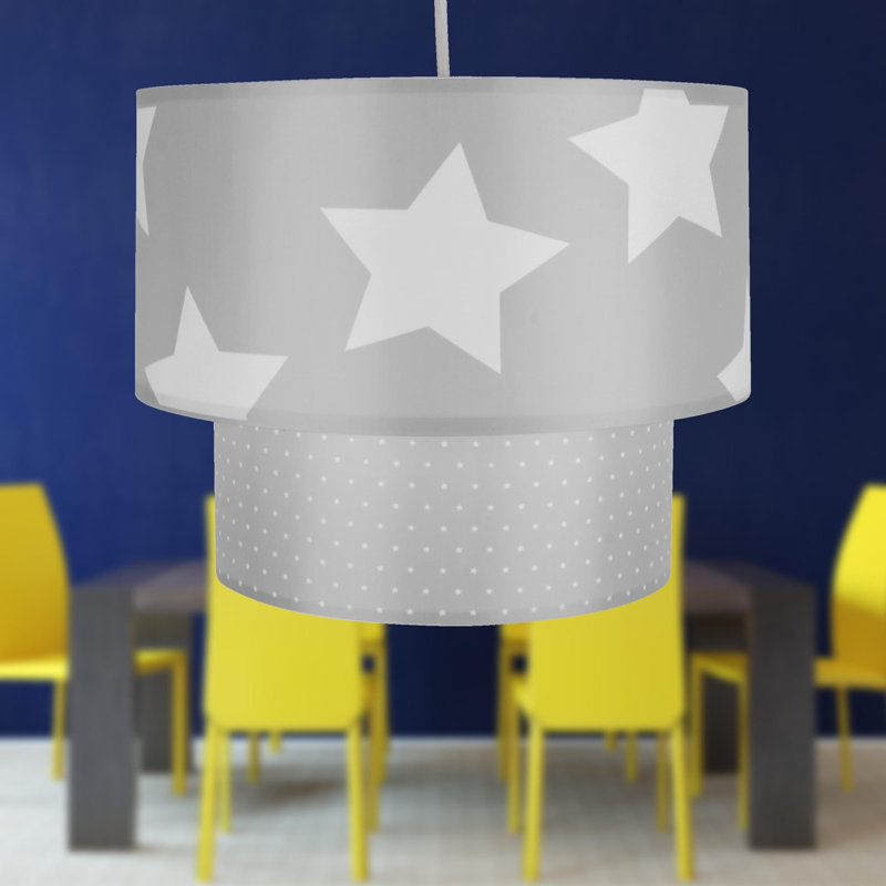 19.5cm H Plastic Drum Pendant Shade ( Uno ), Grey