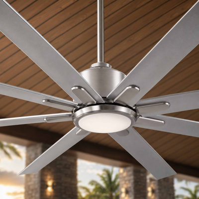 Ventilateur de plafond extérieur ORCA H₂O à 8 pales avec télécommande et éclairage à intensité variable