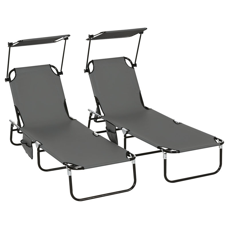Outdoor Metal Chaise Lounge Set, Gray