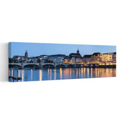 Pont sur une rivière avec une cathédrale en arrière-plan, Mittlere Rheinbrucke, Église Saint-Martin, Rhin, ...