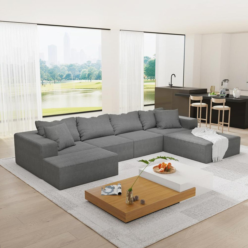 Ensemble de canapé modulaire rembourré de style moderne sans canapé, canapé modulaire de salon modulaire, Gris chenille