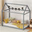 Lit simple en bois, gris