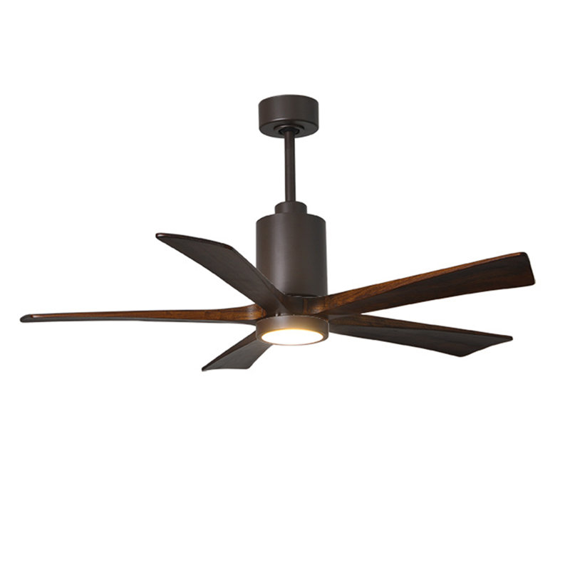 Patricia LED Downrod Ceiling Fan, Textured Bronze, Walnut Tone