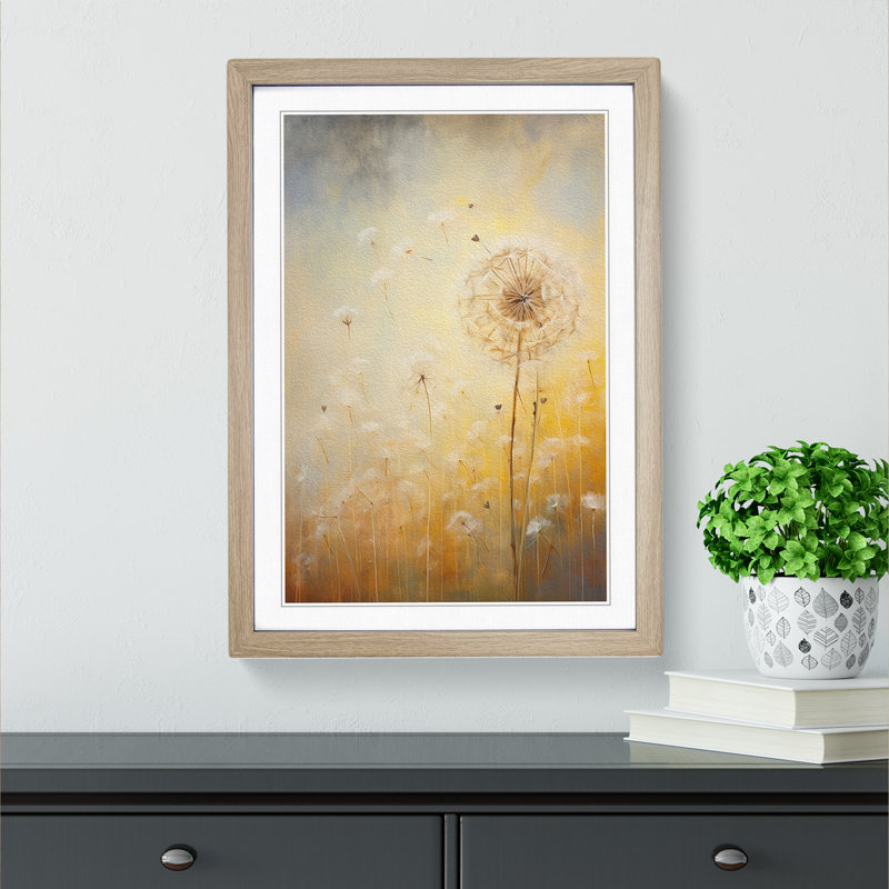 Dandelion Contemporary No.2 - Single Picture Frame Print on Wood, 34" H x 25" W x 2" D, Oak