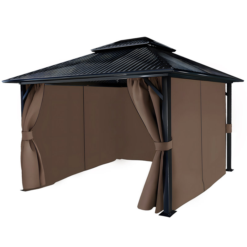 Gazebo Replacement Privacy Curtain, 3m x 3m, Brown
