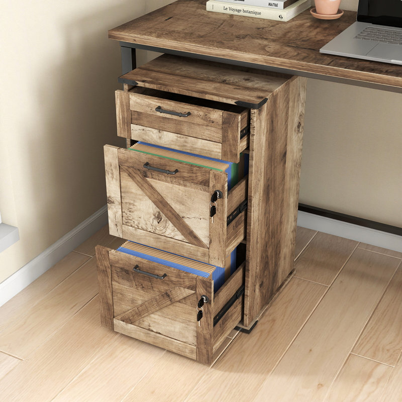 Porte de grange 3 tiroirs en bois avec serrure H 30,71 po, Gris délavé
