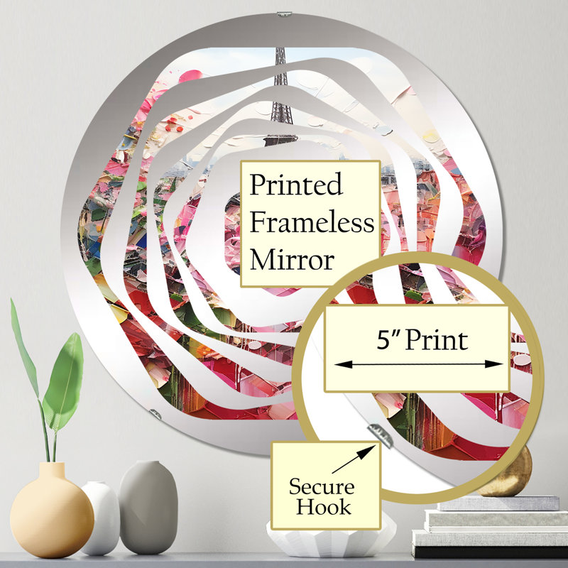 Miroir décoratif Paris In Bloom Vintage Collage - Amorphe, 23,6 po x 23,6 po