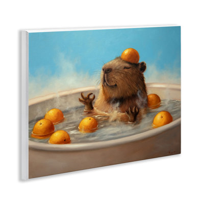 Plaque murale Capybara in Orange Bath, design par Lucia Heffernan