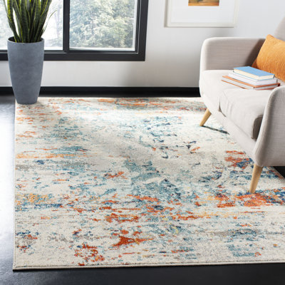 Felty Abstract Cream/Orange/Blue Rug