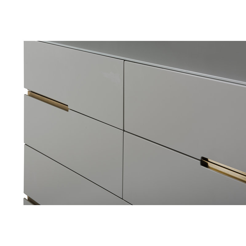 Nicholls 110cm W 6 - Drawer Chest of Drawers, Grey/Gold