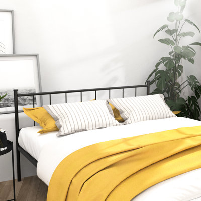 Queen Size Bed Frame With Black Metal Headboard And , Structure, Ample Space Under Bed, No Box Spring, Simple Design, Fit Different Room Styles Storage, Diverse Bedroom Options Design