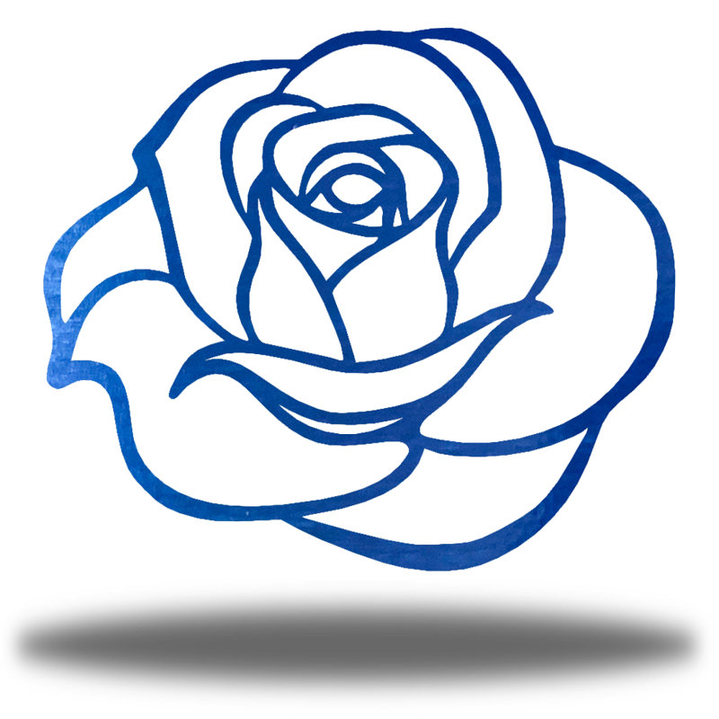 Décoration murale en métal Rose Bud Coastal, H 12 po x l 8 po x P 0,0625 po, Bleu