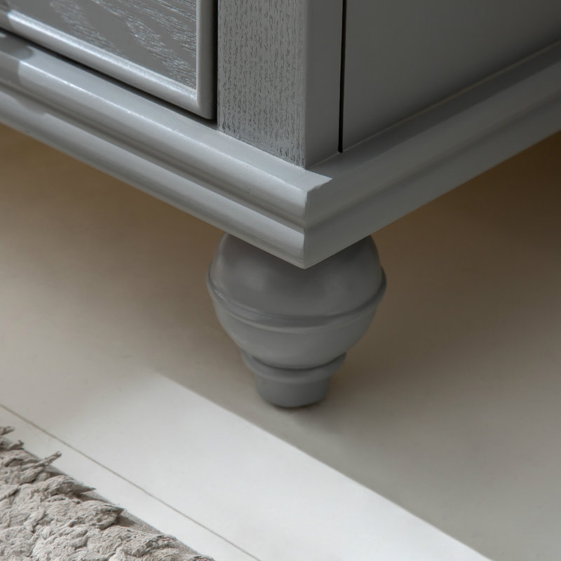 Ensemble de meuble-lavabo simple 24 po Angelissa, Gris grain / nickel brossé, Pierre naturelle blanc de Carrare