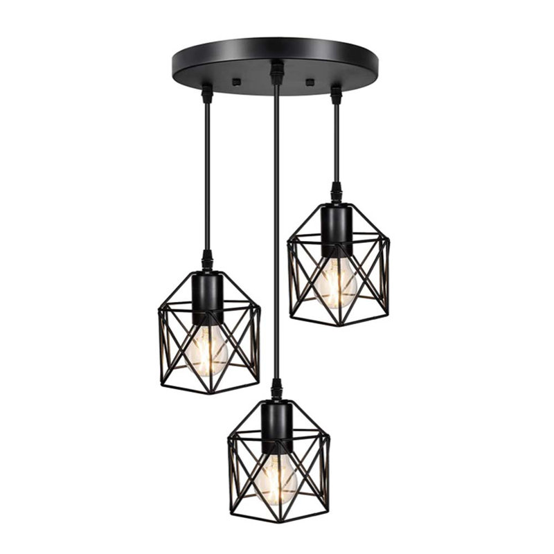 Luminaire suspendu grappe noir 3 lumières Aaiyana