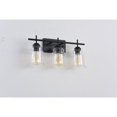 3-Light with Clear Glass Satin Shade, Unique Hand-make Lampshade, Industrial Indoor Light Fixture for Bathroom Living Room Bedroom Over Kitchen Sink, E26 Socket [No Bulb]