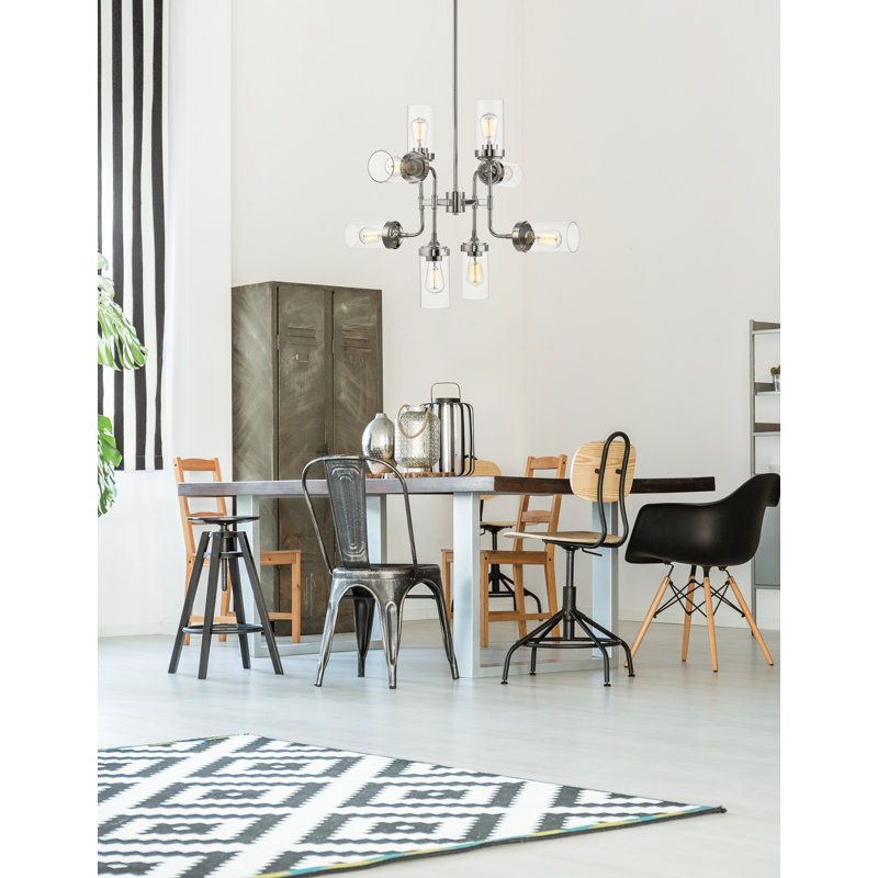 Lustree linéaire 6 lumières spoutnik modern Grantham, Nickel poli
