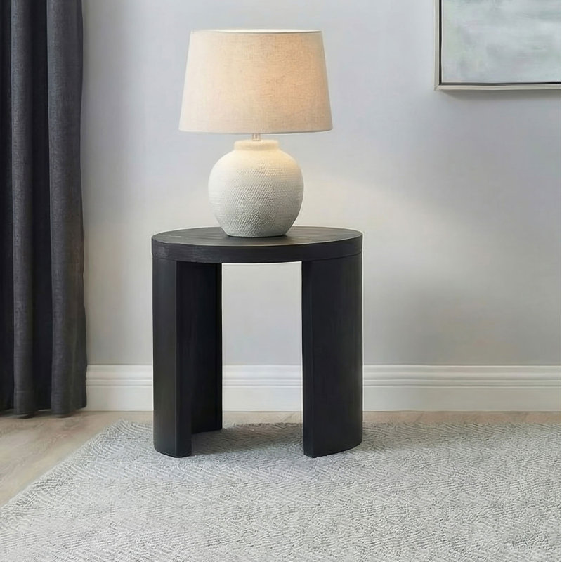 23.9" W Transitional End Table, Brown, Brown
