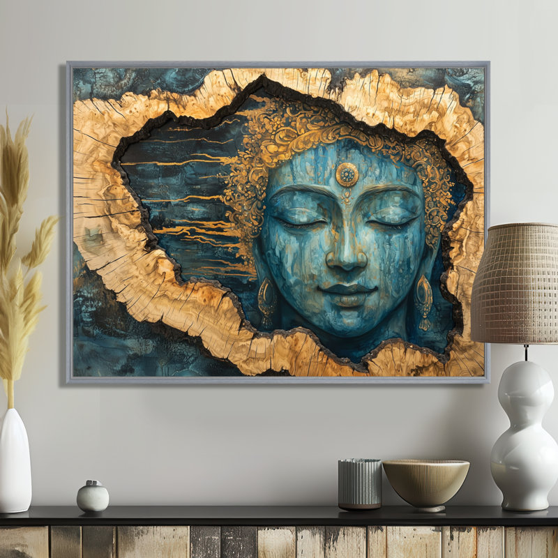Indien indien méditation se connectant aux bois IV, Impression sur cadre flottant, Argent argent, H 34 po x l 44 po