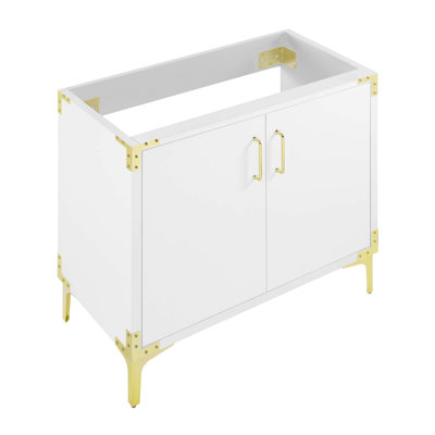 Base de meuble-lavabo simple 35,06 po Voltaire en blanc / or seulement