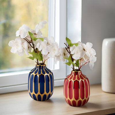 Addington Stoneware Ceramic Vase Modern Decorative Accent with Sculptural Design