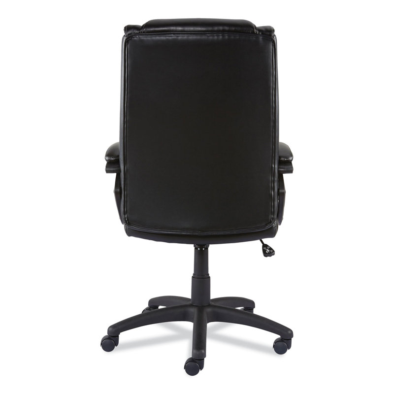 Black Faux Leather Mid-Back Task Chair with Fixed Arms