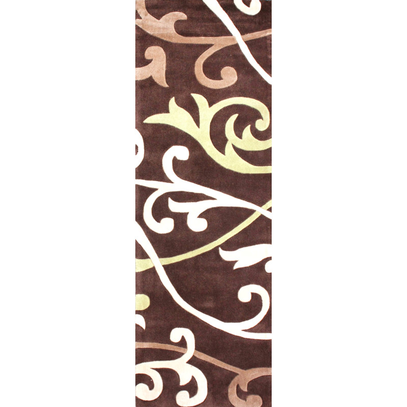Tapis brun / blanc touffeté à la main Casas, Coureur 2'6" x 8'