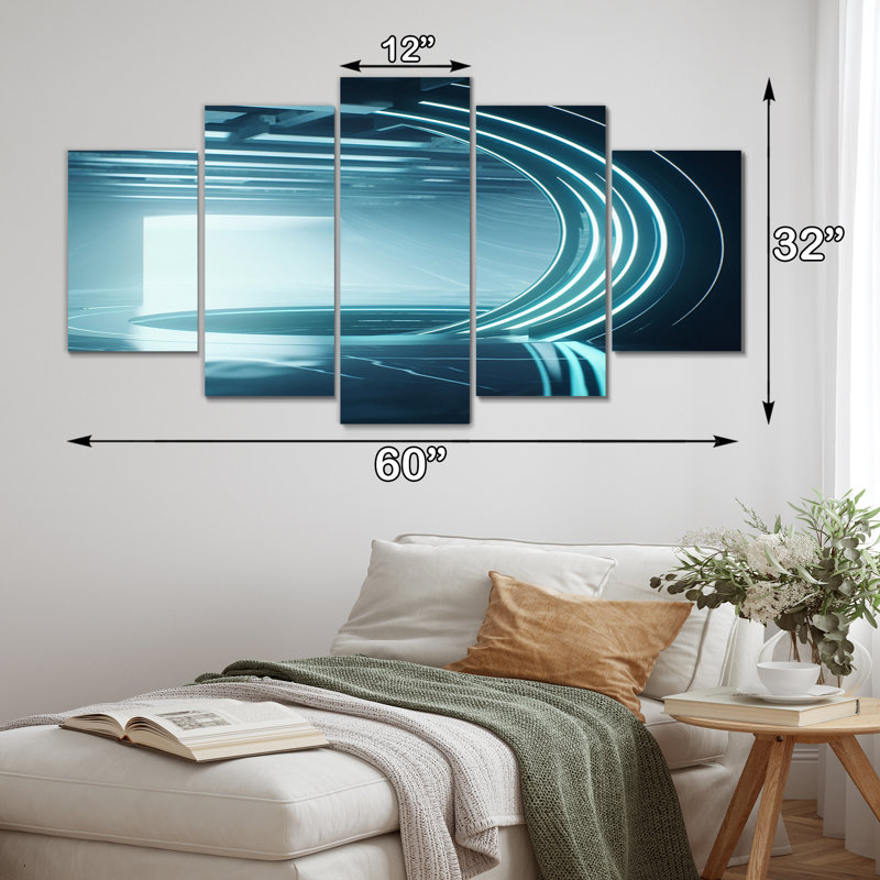 Quantum Universe Futuristic 3D - Reproduction d'art abstrait formes abstraites - 5 panneaux