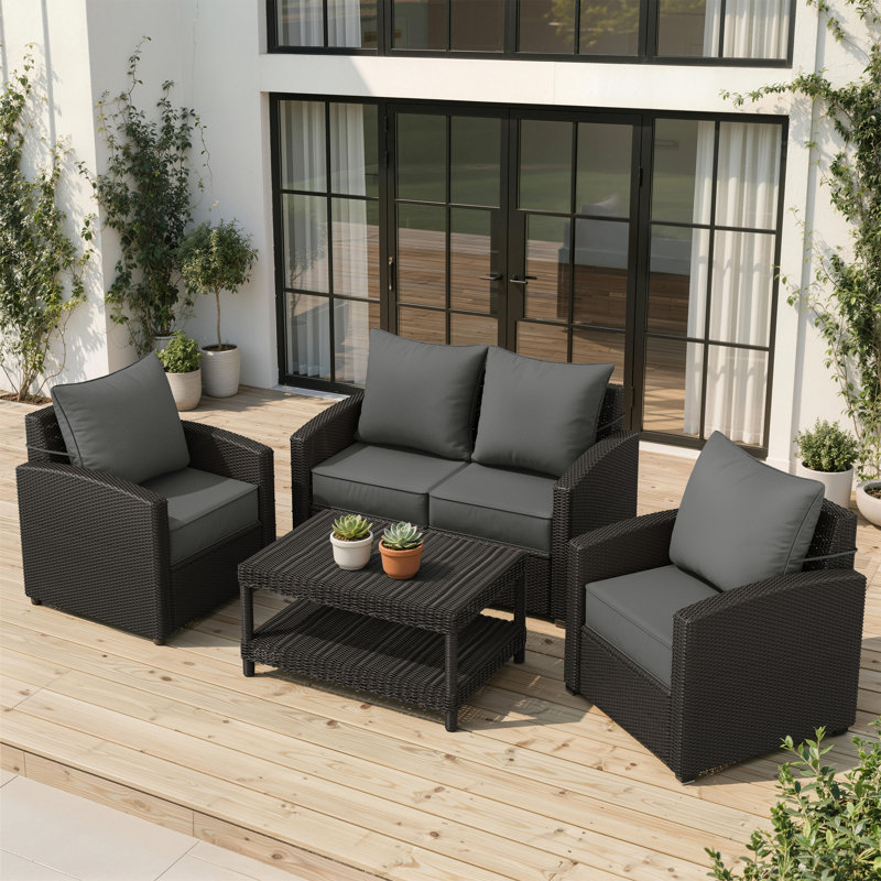 Outdoor 6.5" Thick Deep Seating Cushion Set Water-Resistant & Fade-Resistant Patio Chair Cushions, Light Gray