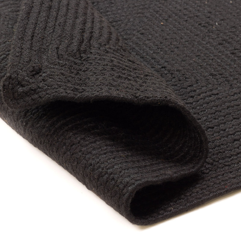 Tapis noir tressé à la main Jewely, Rectangle 3 pi x 5 pi