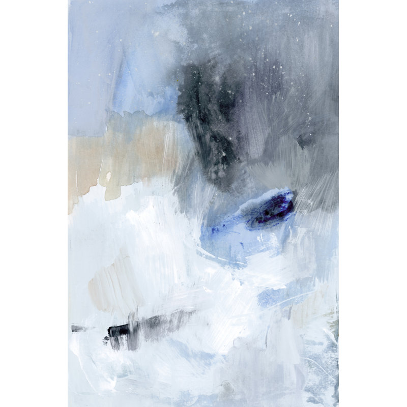 Welle II - Rectangle Painting, 91cm H x 61cm W, Black Floater Framed