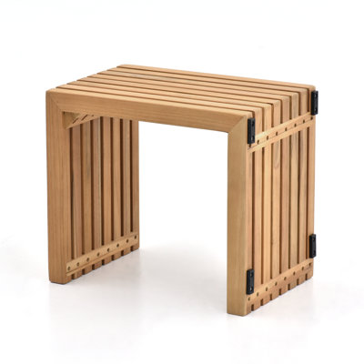 Table de bout d'extérieur en teck en forme de C, table de bout de l 16 po avec conception peu encombrante