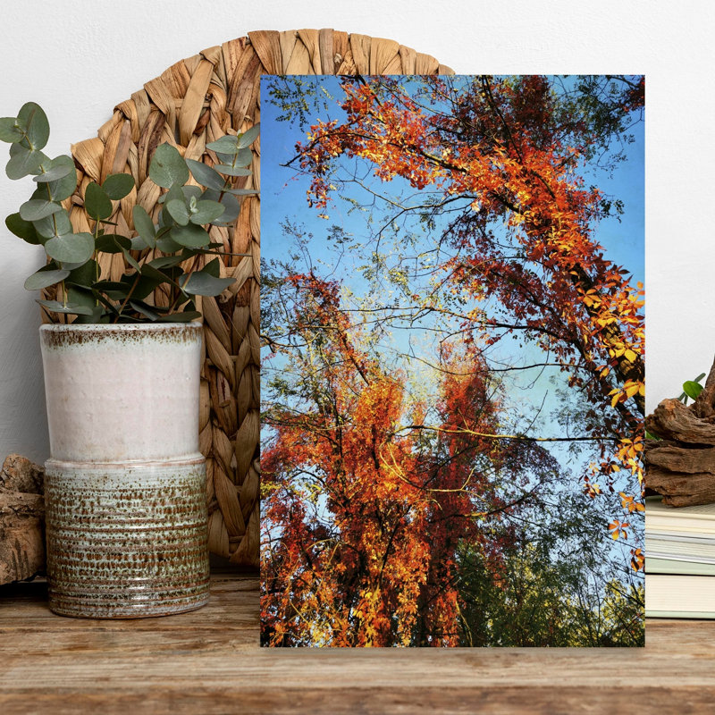 Art contemporain contemporain abstrait paysage organique d'automne, H 12 po x l 8 po