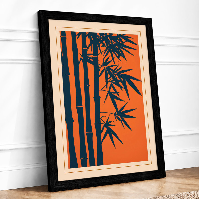 Bamboo in Japandi Framed Art Print, A2 - 59.4 x 42.0 cm, Black