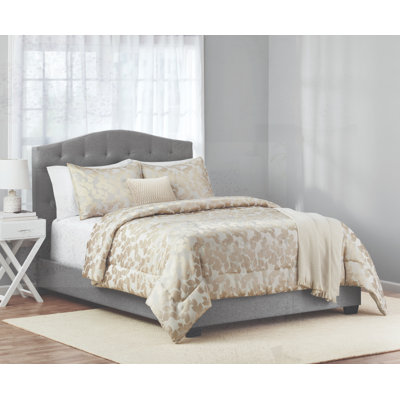 Ensemble d'édredon 5 pièces en jacquard lux, beige et or, grand