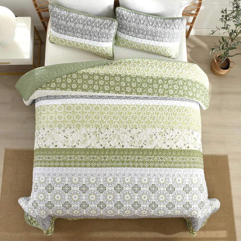Ensemble de couvre-lit 3 pièces Boho, Courtepointe très grand et 2 très grandes taies 