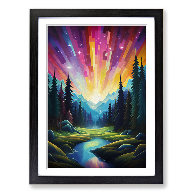 Single Picture Frame Print on Wood, 64cm H x 46cm W, Black Framed