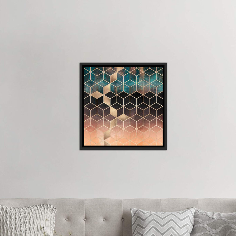 «Ombre Dream Cubes» par Elisabeth Fredriksson - impression d'art graphique, H 37 po x l 37 po x P 1,5 po