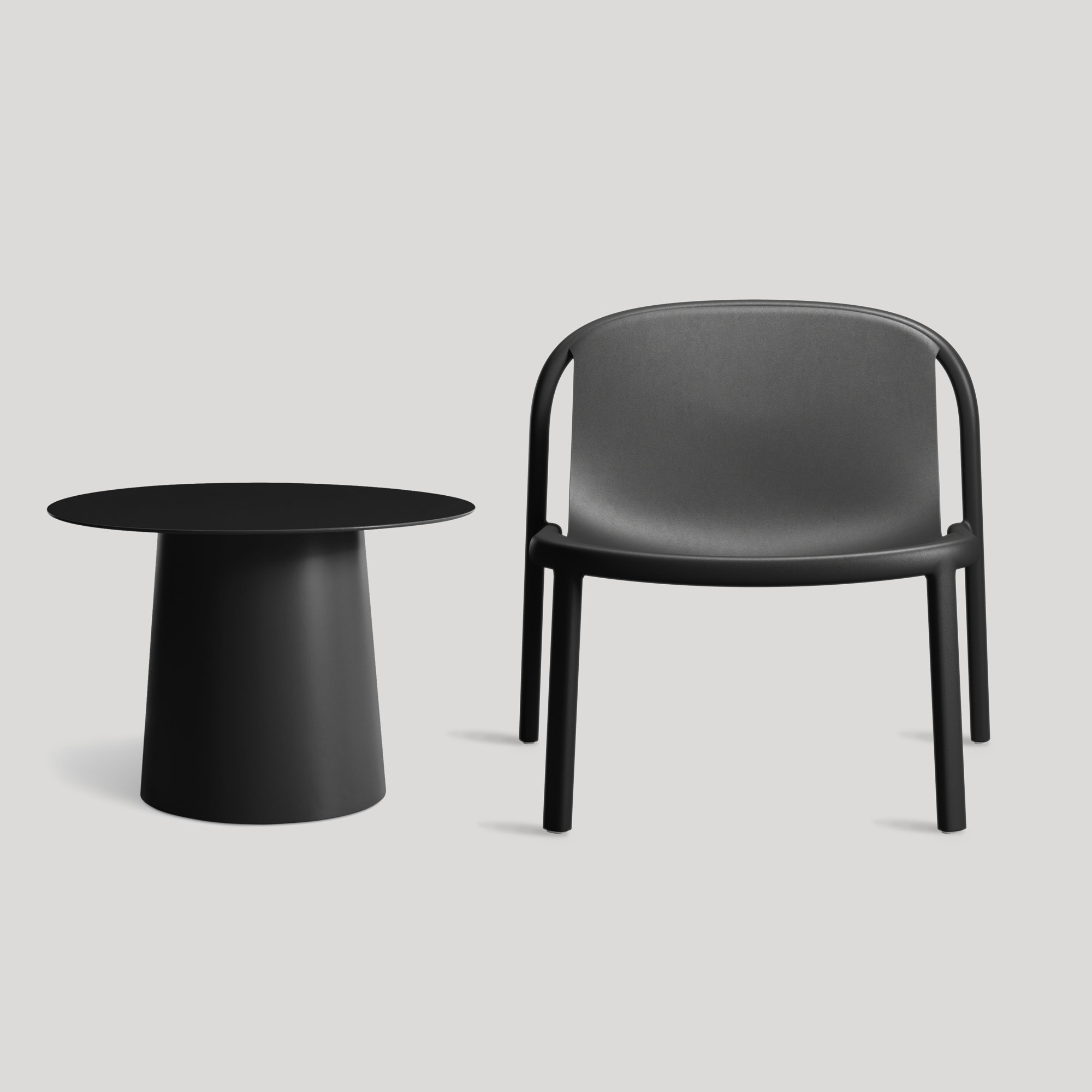 Decade Outdoor Armless Lounge Chair, Black
