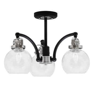 Easton 3 Light Semi-Flush With 5.75" Clear Bubble Glass