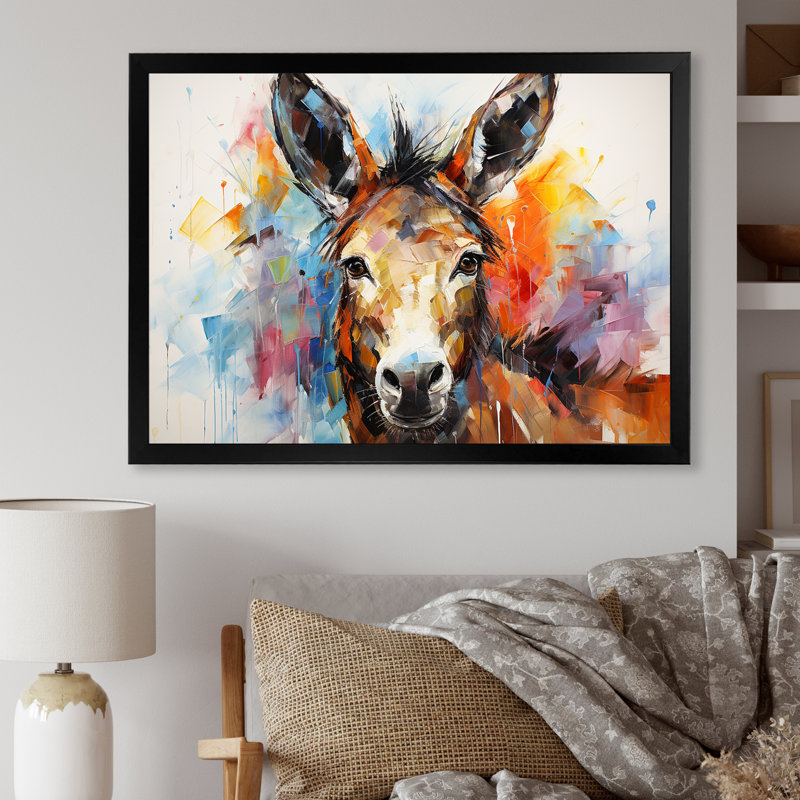 «Abstract Donkey Reverie», art mural sur toile, H 30 po x l 40 po x P 1,5 po, Cadre d'angle fermé noir