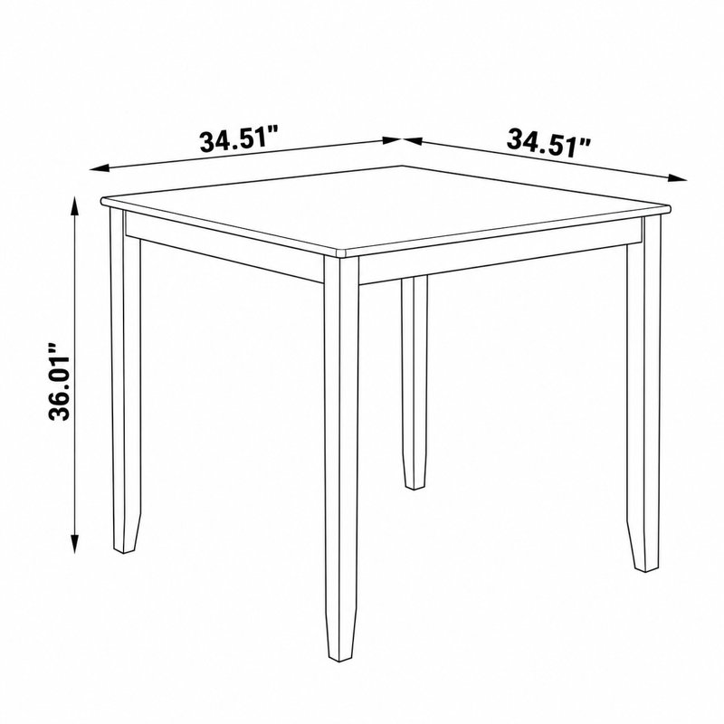 Table de salle à manger transitionnelle en placage de bouleau avec pieds fuselés en bois massif