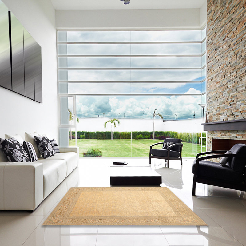 Tapis de zone crème contemporaine, Carré 6 pi