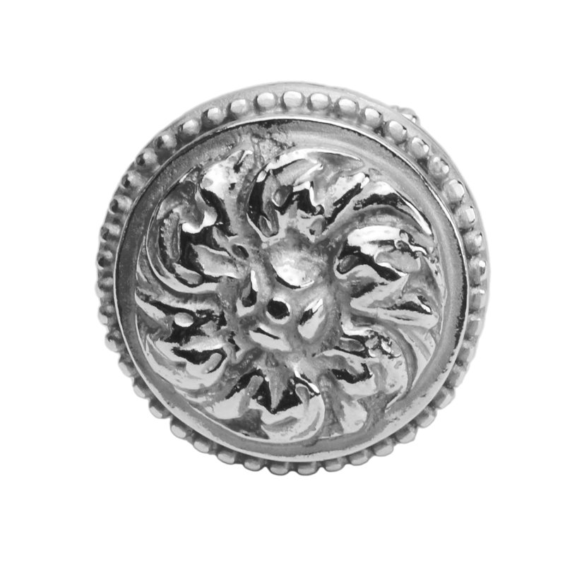 Acanthus & beaded large knob with column base Rosette style in Soft Gold, Chrome