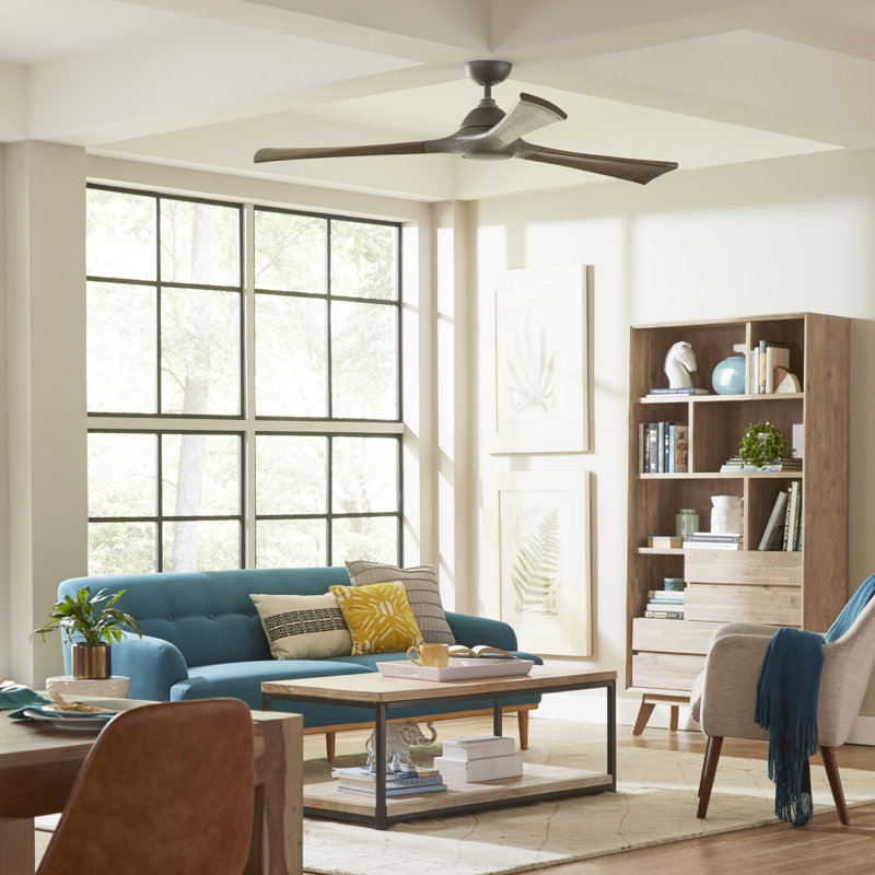Woody 3 - Blade Outdoor/Indoor Smart Propeller Ceiling Fan with LED Light Kit and Remote Control Included, Works With Alexa and iOS or Android App