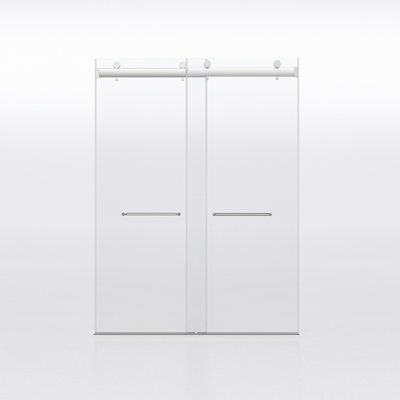 Portes de douche coulissantes en verre sans cadre de 60 po de largeur x 76 po de hauteur avec verre trempé transparent de 3/8 po (10 mm)