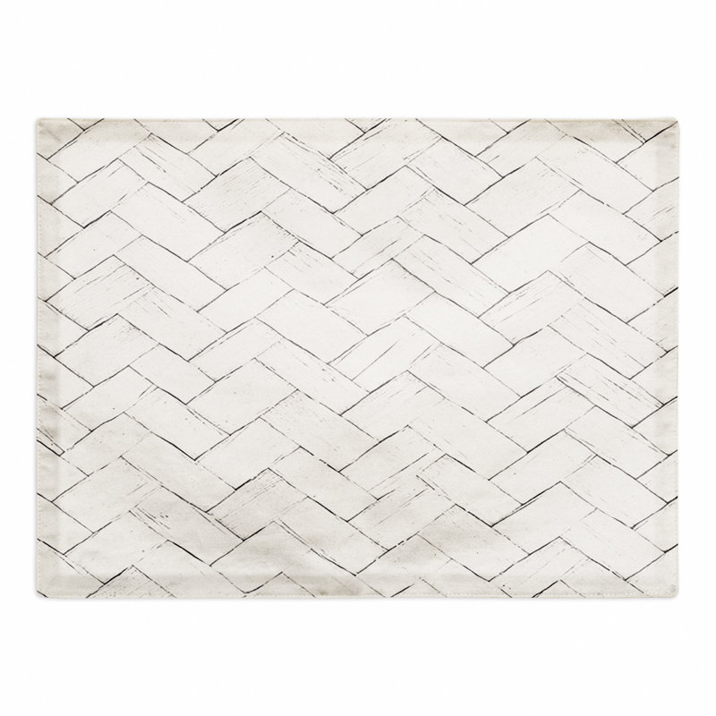 Poly Twill Geometric Rectangle Placemat, White