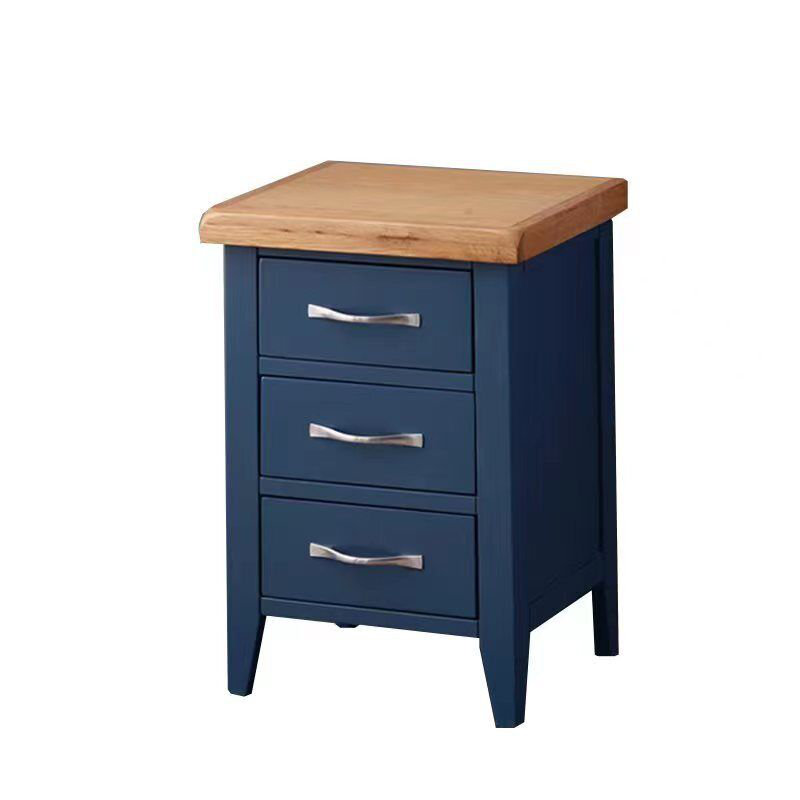 Aleksandras 38cm W Solid Wood Bedside Table, Blue